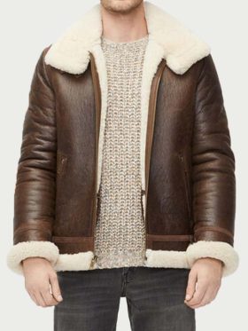 Alex Brown Sheepskin Shearling Aviator Leather Jacket