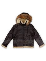 Men Dark Brown B3 Shearling Hooded Racoon Fur Jacket