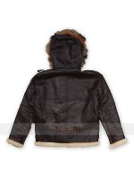 Men Dark Brown B3 Shearling Hooded Racoon Fur Jacket