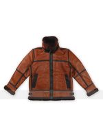 Men B3 Bomber RAF Aviator Shearling Fur Brown Jacket