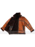 Men B3 Bomber RAF Aviator Shearling Fur Brown Jacket