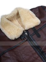 Men Shearling Brown Bomber Leather Jacket