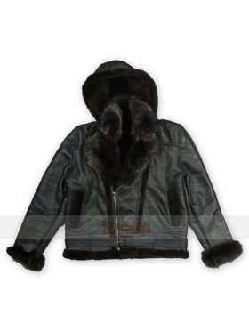 Women B3 Bomber Hooded Classic Shearling Jacket