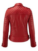 Elina Motorcycle Red Quilted Jacket