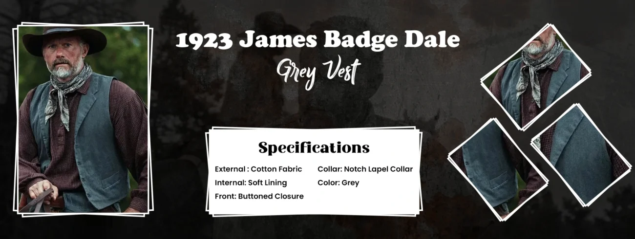 1923 James Badge Dale Grey Vest