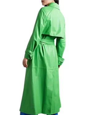 Womens Green Leather Trench Coat