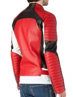 Biker Red Black Leather Jacket Men