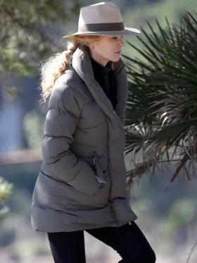 Nicole Kidman Green Puffer Jacket