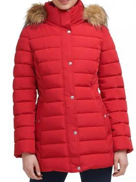 Women’s Red Coat with Fur Hood