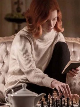 Beth Harmon The Queen’s Gambit White Sweater