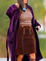 Daisy Jones & The Six Camila Morrone Purple Coat