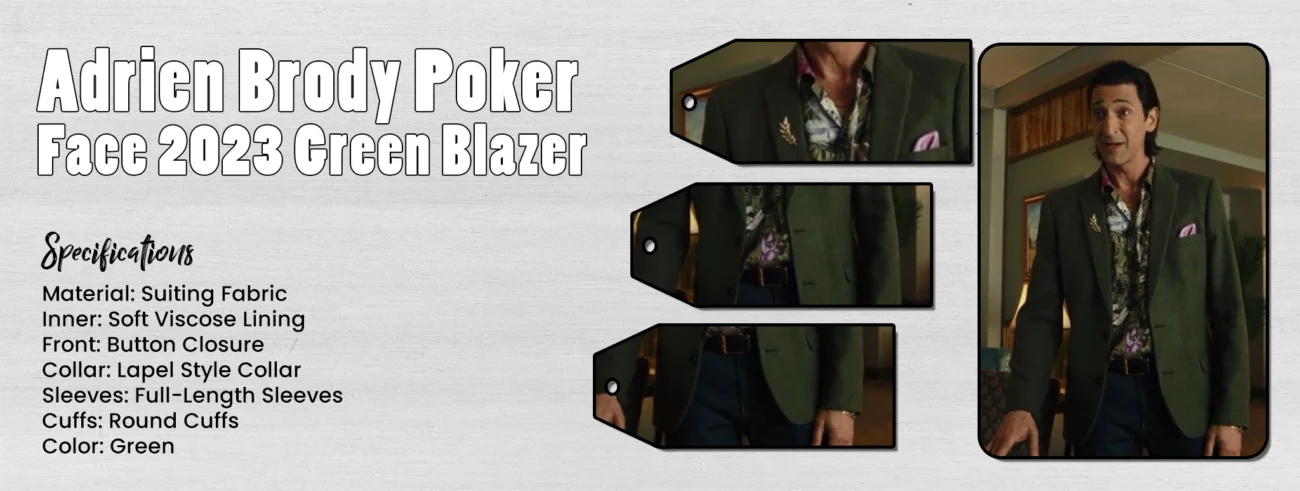 Adrien Brody Poker Face 2023 Green Blazer