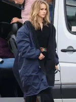 Suki Waterhouse Daisy Jones & The Six Blue Hooded Coat