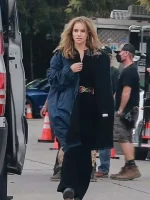 Suki Waterhouse Daisy Jones & The Six Blue Hooded Coat