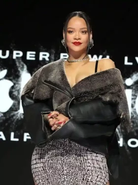 Super Bowl 2023 Rihanna Fur Leather Jacket