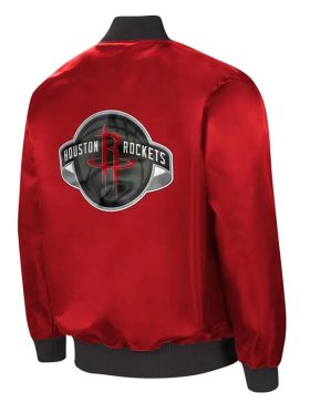 Ambassador Houston Rockets Bomber Red Satin Jacket