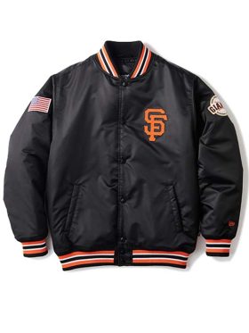 American Flag San Francisco Giants Black Bomber Jacket