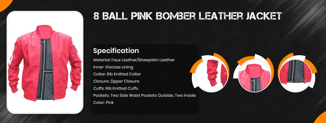 8 Ball Pink Bomber Leather Jacket