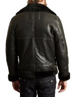 Men’s B-3 Black Sheepskin Leather Bomber Jacket