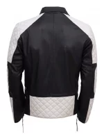 Men’s Black & White Biker Leather Jacket