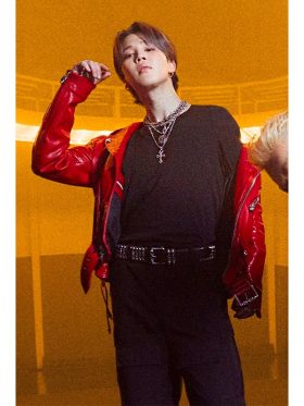 Jimin Red Leather Jacket