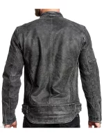 Men’s Distressed Cafe Racer Leather Biker Jacket