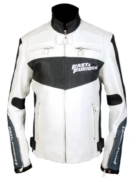 Fast and Furious 7 Vin Diesel Leather Biker Jacket White