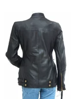 Women’s Golden Zipper Motorcycle Leather Jacket