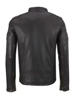 Men’s Brown Stripe Café Racer Leather Jacket