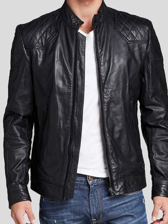 Men’s Midnight Black Leather Biker Jacket