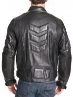 Men’s Padded Black Biker Leather Jacket