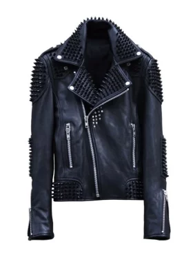 Men’s Rock Punk Studded Biker Leather Jacket