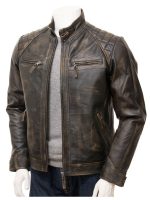 Men’s Vintage Brown Leather Biker Jacket