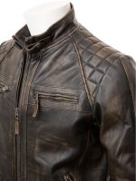 Men’s Vintage Brown Leather Biker Jacket