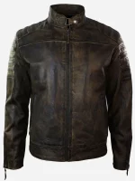 Men’s Distressed Leather Biker Jacket