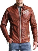 Men’s Vintage Leather Distressed Biker Jacket