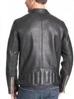 Men’s Vintage Buckled Waist Biker Leather Jacket