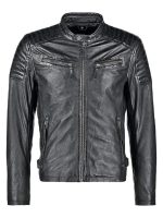 Men’s Slim-fit Biker Jacket in Waxed Leather