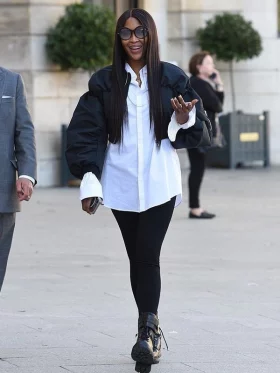 Naomi Campbell Cropped Bomber Jacket