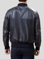 Mens Black Leather Bomber Jacket