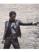 John Shaft Black Biker Leather Jacket