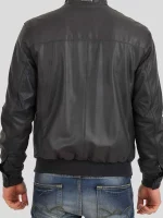 Mens Standing Collar Leather Bomber Jacket