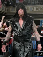 The Undertaker Wwe Raw Black Leather Vest Coat