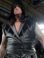 The Undertaker Wwe Raw Black Leather Vest Coat