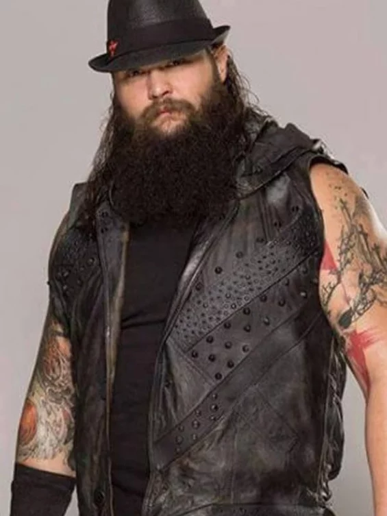 WWE Bray Wyatt Black Leather Hooded Vest