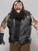 WWE Bray Wyatt Black Leather Hooded Vest