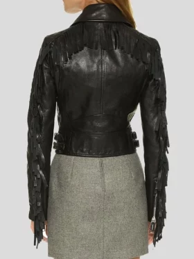 Womens Black Cropped Leather Jacket