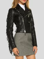 Womens Black Cropped Leather Jacket