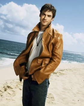 Ian Somerhalder TV Series Vampire Diaries Brown Jacket