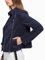 Women’s Navy Suede Leather Jacket